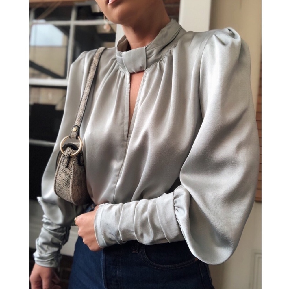 Elegant Silver Women's Top